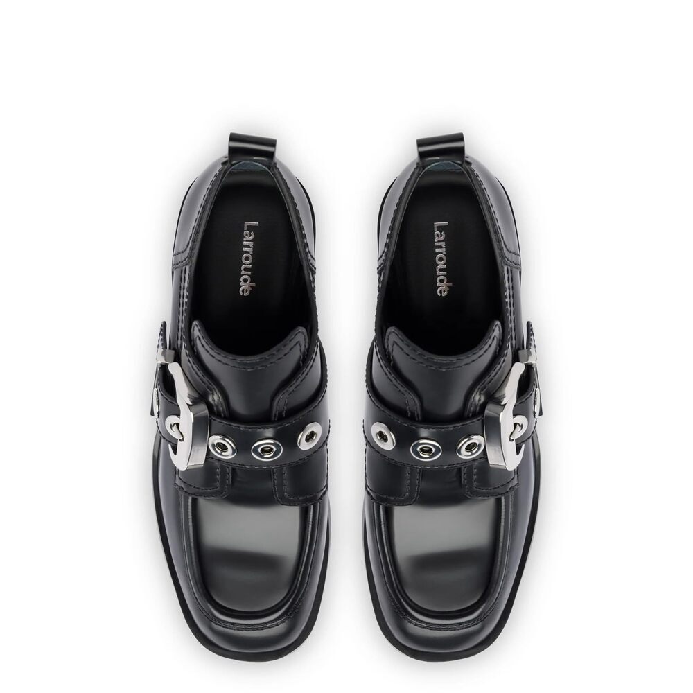 Larroude Stewart Women's Oxford Black Leather Black 7.5 - Picture 3 of 10